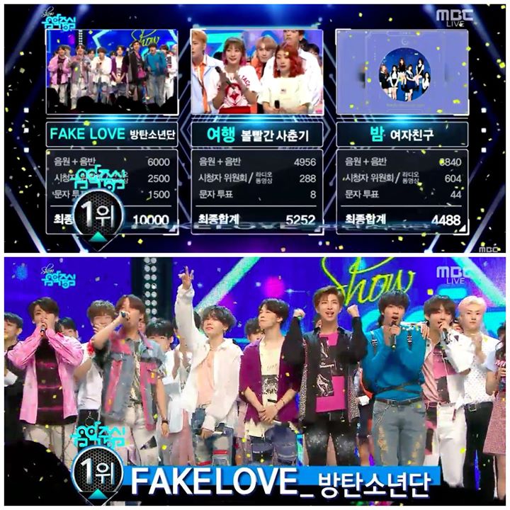 BTS giành #FAKELOVE7thWin trên Music Core trước Bolbbalgan4 và GFriend 