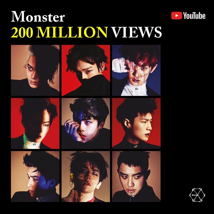 Tròn 2 năm kể từ ngày phát hành, “MONSTER” là MV đầu tiên của EXO cán mốc 200 triệu views