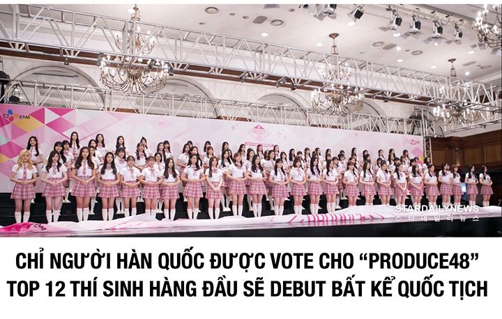 PD Kim Yeong Beom tuyên bố “Produce48” chỉ chấp nhận phiếu bầu của người Hàn Quốc do các thí sinh đến từ AKB48 Group quá nổi tiếng ở Nhật Bản, rất khó để các trainee Hàn Quốc có thể cạnh tranh với họ. 