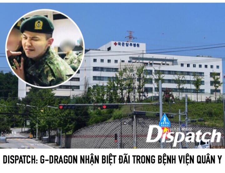 Dispatch đưa tin G-Dragon đã dành 20 ngày điều trị trong bệnh viện kể từ khi nhập ngũ. Sau khi phẫu thuật mắt cá chân ở một bệnh viện tư nhân, trưởng nhóm Big Bang đã có 2 kì nghỉ phép, mỗi kì kéo dài 10 ngày 9 đêm. Hiện anh đang ở bệnh viện Quân Y tỉnh Y
