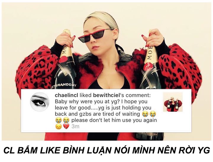 “Cưng à sao chị còn ở YG? Em mong chị rời tới nơi tốt hơn... YG chỉ đang kìm chân chị và các GZB mệt mỏi khi phải chờ đợi lắm rồi 