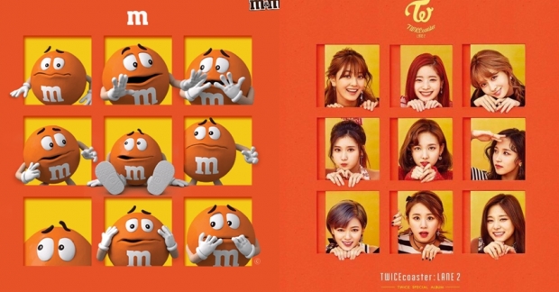 M & M bất ngờ  "mượn" ảnh bìa album "TWICEcoaster: Lane 2"  của TWICE làm ý tưởng quảng cáo