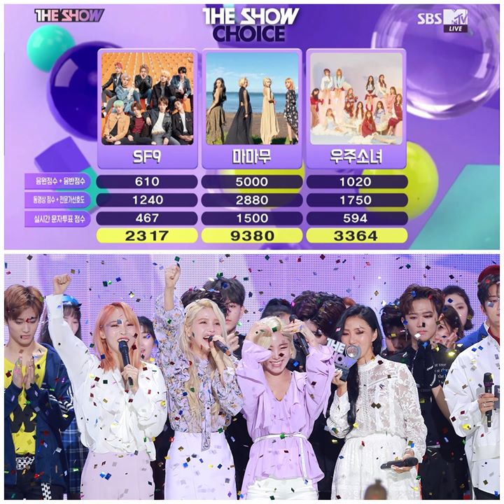 MAMAMOO thắng chiếc c&uacute;p đầu ti&ecirc;n cho &ldquo;Starry Night&rdquo; trước SF9 v&agrave; WJSN tr&ecirc;n The Show 