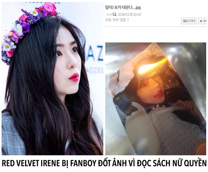 Sự việc bắt đầu từ buổi fanmeeting diễn ra vào hôm 18/03, một fan đã hỏi Irene gần đây đang đọc quyển sách nào. Trưởng nhóm Red Velvet trả lời rằng mình đang đọc “Kim Ji Young, Born 1982”, một cuốn tiểu thuyết nữ quyền khá nổi tiếng ở Hàn Quốc. 