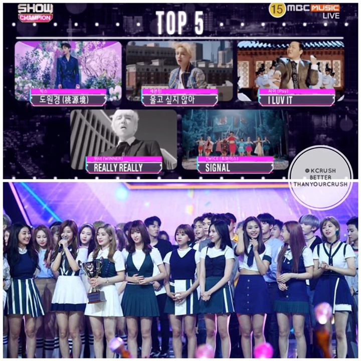 TWICE thắng cúp thứ 6 cho "Signal" trên Show Champion hôm nay trước VIXX, PSY, WINNER và SEVENTEEN