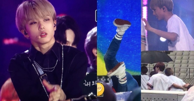 Nam thần tượng xui xẻo nhất trong Dream Concert vừa qua, té sấp mặt tận 3 lần, đau đến mức vừa ôm vai vừa nhảy