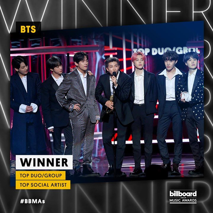 Bài báo: "2019 BBMAs" BTS thắng giải Top Duo/Group... Nghệ sĩ Hàn Quốc đầu tiên thắng hai giải "thành tựu to lớn"