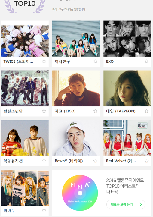 [instiz] Top10 Melon Music Awards 2016
