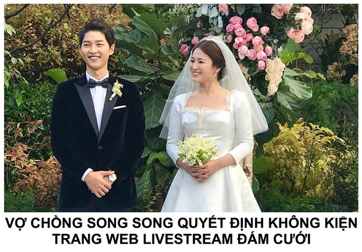 Blossom Entertainment, công ty quản lý của Song Joong Ki thông báo: “Chúng tôi nhận ra 1 trang web Trung Quốc đã livestream bất hợp pháp đám cưới. Chúng tôi sẽ không dùng hành động pháp lý. Đó là một ngày vui và dù sao thì cũng không cần kiện tụng khi mọi