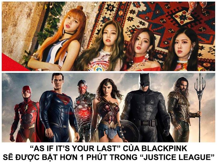 Xports News đưa tin MV mới nhất của BLACKPINK sẽ xuất hiện hơn 1 phút trong bộ phim điện ảnh bom tấn của Hollywood. Trước đó các fan vô cùng bất ngờ khi “As If It’s Your Last” xuất hiện trong trailer của “Justice League” và nam diễn viên Ezra Miller thủ v