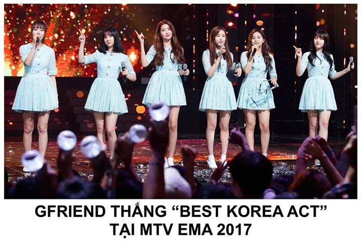 GFRIEND đã vượt qua WANNA ONE, MAMAMOO, HIGHLIGHT và SEVENTEEN để trở thành nhóm nữ đầu tiên giành chiến thắng ở hạng mục Nghệ sĩ Hàn Quốc xuất sắc nhất của Lễ trao giải MTV Châu Âu.