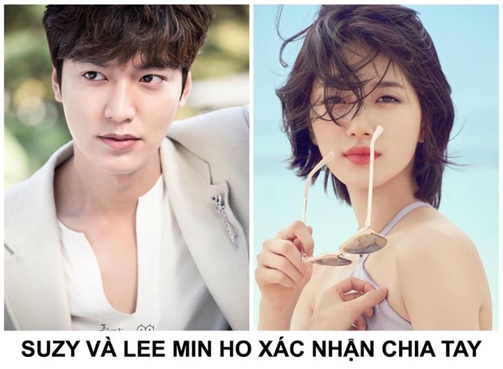 JYP và MYM Entertainment xác nhận cặp đôi đã chia tay nhau sau 3 năm hẹn hò, không rõ thời điểm và lý do chia tay vì đây là cuộc sống riêng tư. Lee Min Ho vừa nhập ngũ trong tháng 5 với tư cách nhân viên phục vụ cộng đồng, còn Suzy vừa kết thúc drama “Whi