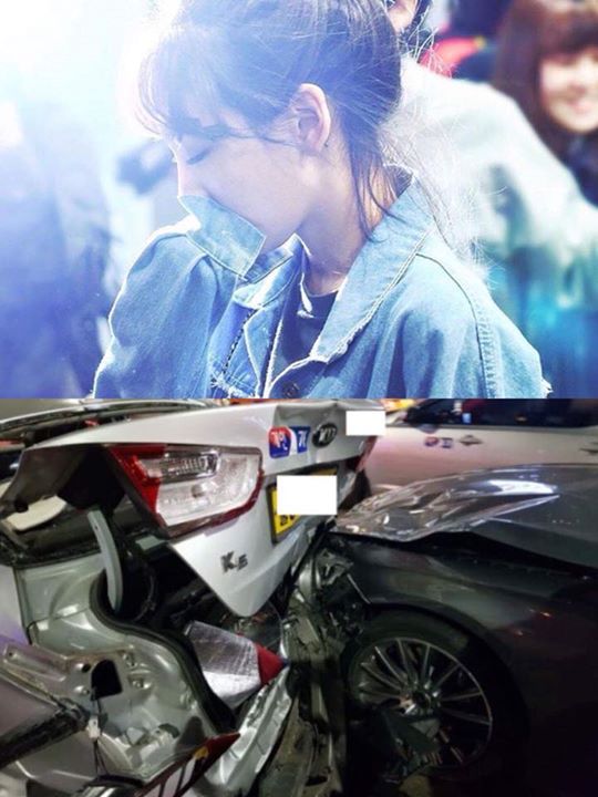 Bài báo: [Độc quyền] SNSD Taeyeon gây tai nạn liên hoàn ba xe trong khi lái chiếc xe Benz của mình ở Gangnam