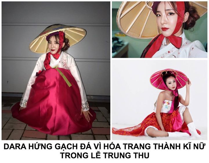 Cựu thành viên 2NE1 Dara đã đăng tải lời chúc mừng lễ Chuseok kèm với một bức ảnh cô diện Hanbok cùng màu son đỏ sẫm. Người Hàn Quốc thông thường vẫn mặc Hanbok vào lễ Chuseok, tuy nhiên, Dara đã phải nhận nhiều lời chỉ trích vì trông giống với Uhwudong (