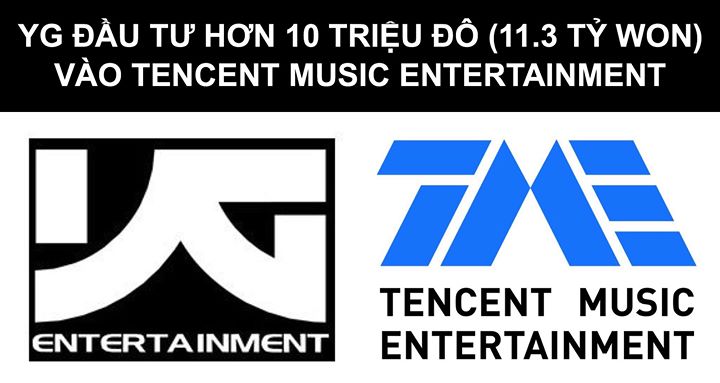 Tencent Music nắm giữ khoảng 78% thị phần phát hành âm nhạc trực tuyến tại Trung Quốc. Hồi năm 2016 Tencent cũng từng đầu tư vào YG 10 tỷ won.