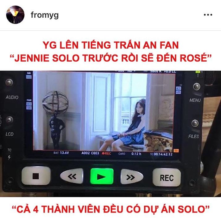 Chủ tịch Yang Hyun Suk vừa nhá hàng MV mới của Jennie và cho biết: “Hiện chúng tôi đang đồng thời chuẩn bị cho các bài hát mới của BLACKPINK, vừa chuẩn bị cho dự án solo của tất cả 4 thành viên. Màn solo của Jennie sẽ được phát hành đầu tiên, sau đó đến R