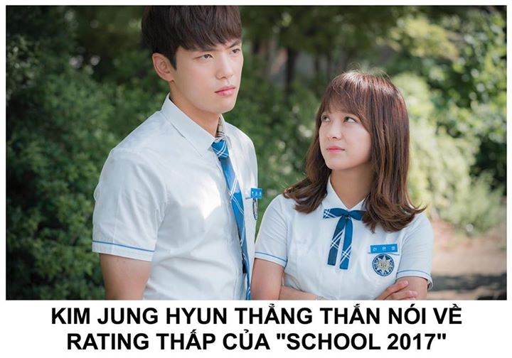 &ldquo;School 2017&rdquo; l&agrave; vai ch&iacute;nh đầu ti&ecirc;n của Kim Jung Hyun tr&ecirc;n một bộ phim truyền h&igrave;nh quốc gia. Khi được hỏi về rating thấp của phim, nam diễn vi&ecirc;n kh&ocirc;ng hề che giấu sự thất vọng khi b&agrave;y tỏ rằng m&igrave;nh đ&atilde; c&oacute; thể l&agrave;m tốt hơn. Kim Jung Hyun giải th&iacute;ch: &ldquo;T&ocirc;i vẫn 