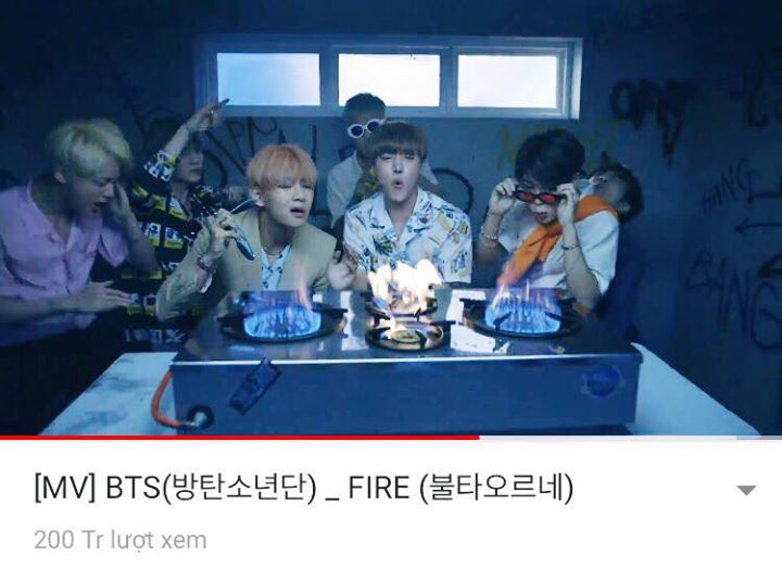 "FIRE" là MV thứ hai của BTS cán mốc 200 triệu views trên Youtube sau "DOPE"