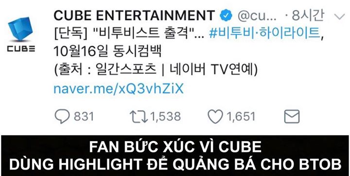 Các fan cho rằng CUBE cố ý để BTOB comeback cùng ngày với HIGHLIGHT, cũng là ngày nhóm kỉ niệm 8 năm debut dưới cái tên B2ST. Đây được cho là hành động gây sự chú ý bằng cách tạo ra cuộc đối đầu của cả hai nhóm nhạc cũ và hiện tại của CUBE. 