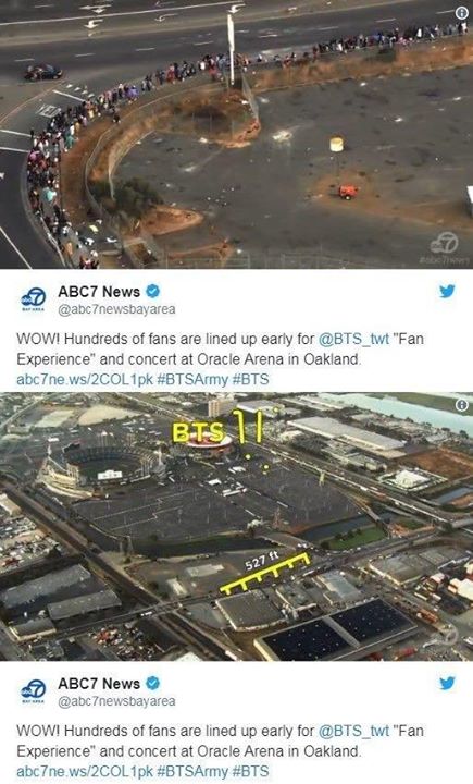 Bài báo: ABC News Mỹ đưa tin về năng lượng ở concert của BTS “fan thức trắng đêm, hàng dài 527 ft”